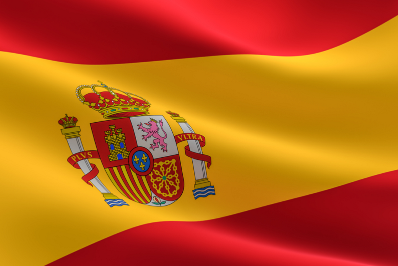 Illustration of the Spanish flag waving.