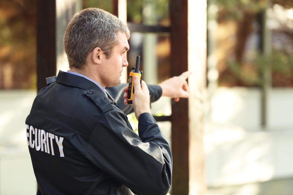 security guard outside building