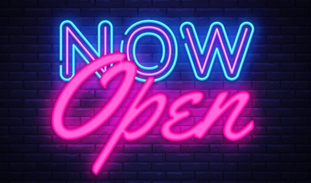 Now Open neon sign