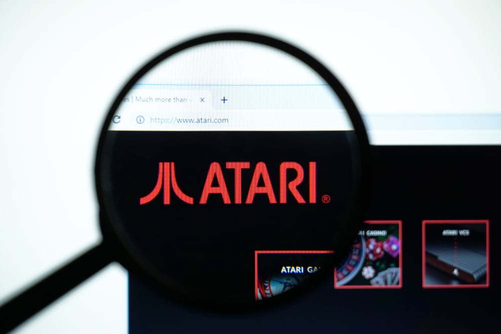 Atari website under a magnifying glass